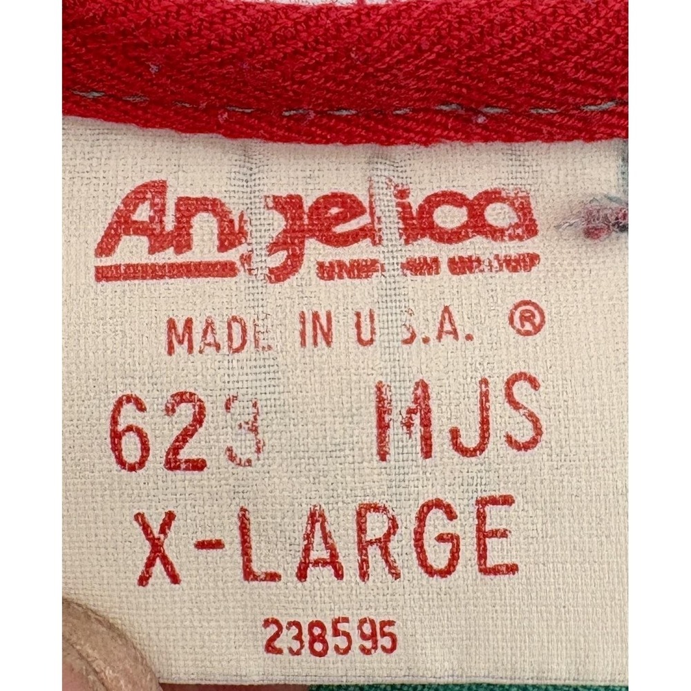 Vintage Angelica Scrub Top Shirt Mens X-Large Green Coach Graphic Made USA 80s - Picture 5 of 7